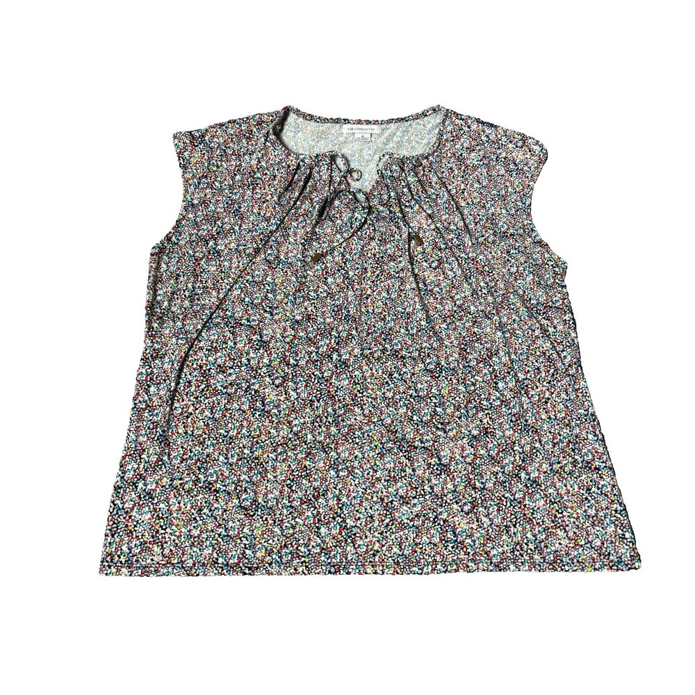 Liz Claiborne Top Womens XL Colorful Sleeveless Stretchy Blouse Shirt